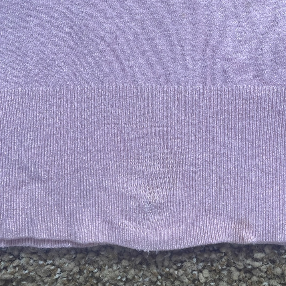 Pink sweater with black tie along neckline - Picture 5 of 11